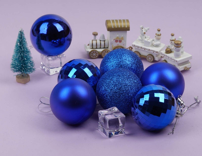 Emopeak 24Pcs Christmas Balls Ornaments for Xmas Christmas Tree - 4 Style Shatterproof Christmas Tree Decorations Hanging Ball for Holiday Wedding Party Decoration (Navy Blue, 1.6"/4.2CM) - Image 4